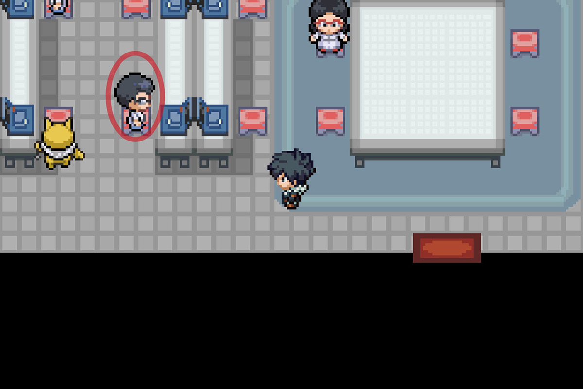 Approaching the scientist NPC. / Pokémon Unbound