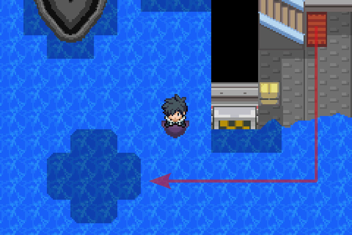 Approaching the divable spot. / Pokémon Unbound