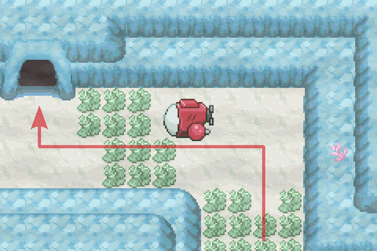 Entering the passageway at the end of the path. / Pokémon Unbound