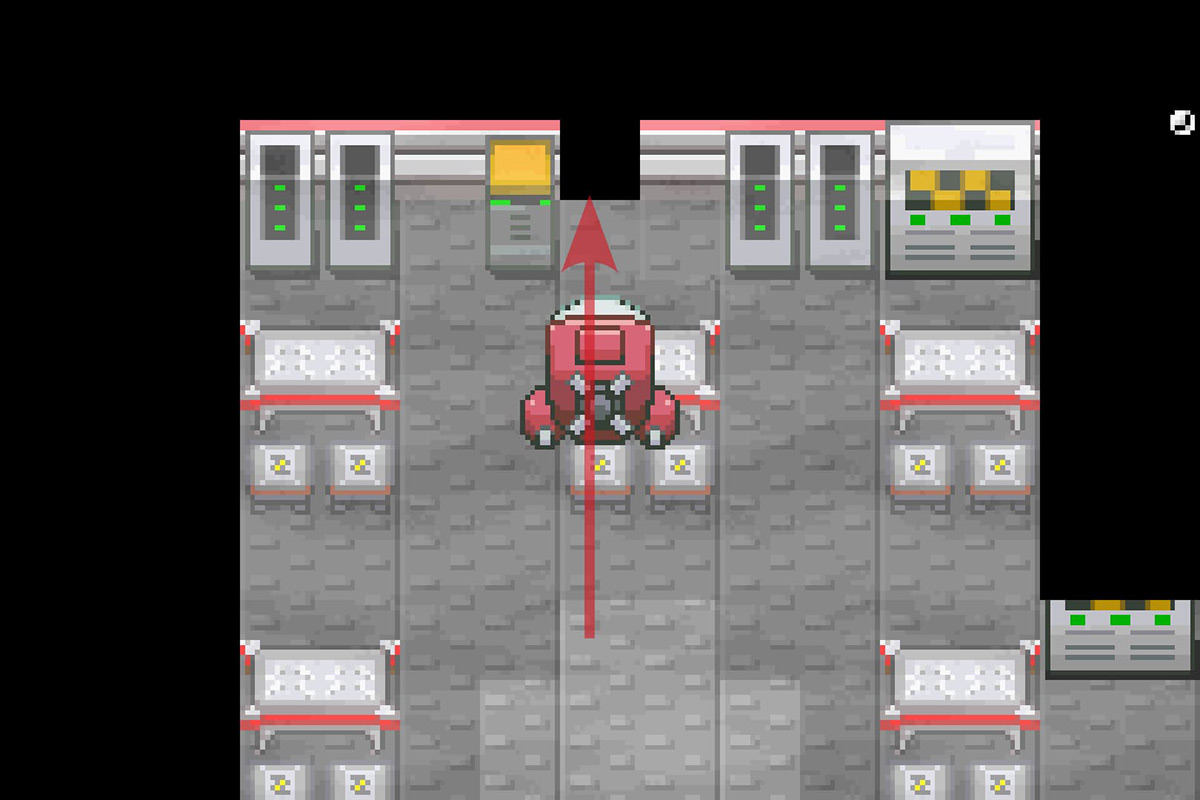 Exiting the warehouse from the hole in the wall. / Pokémon Unbound