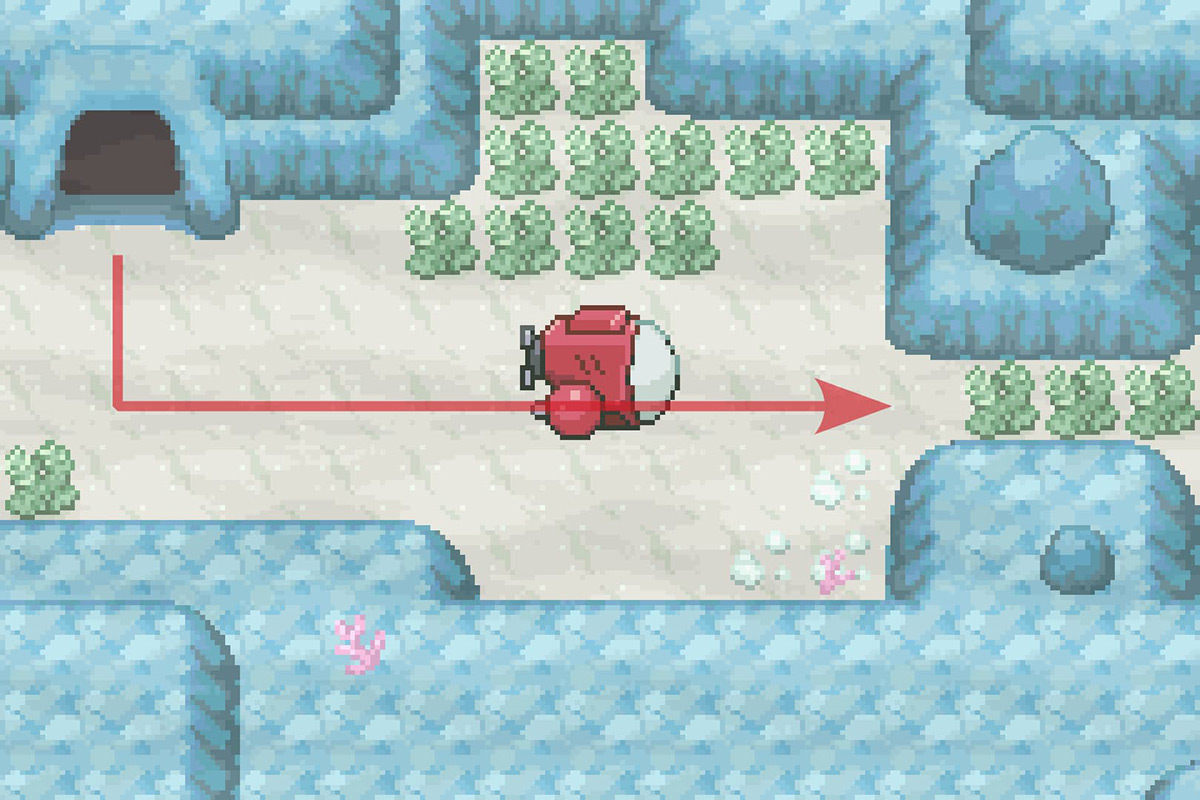 Following the path east in the area the player initially descended from. / Pokémon Unbound