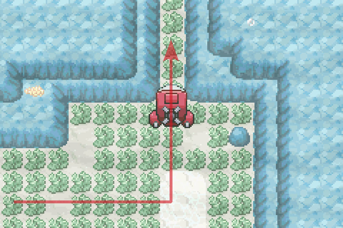 Following the narrow path north. / Pokémon Unbound