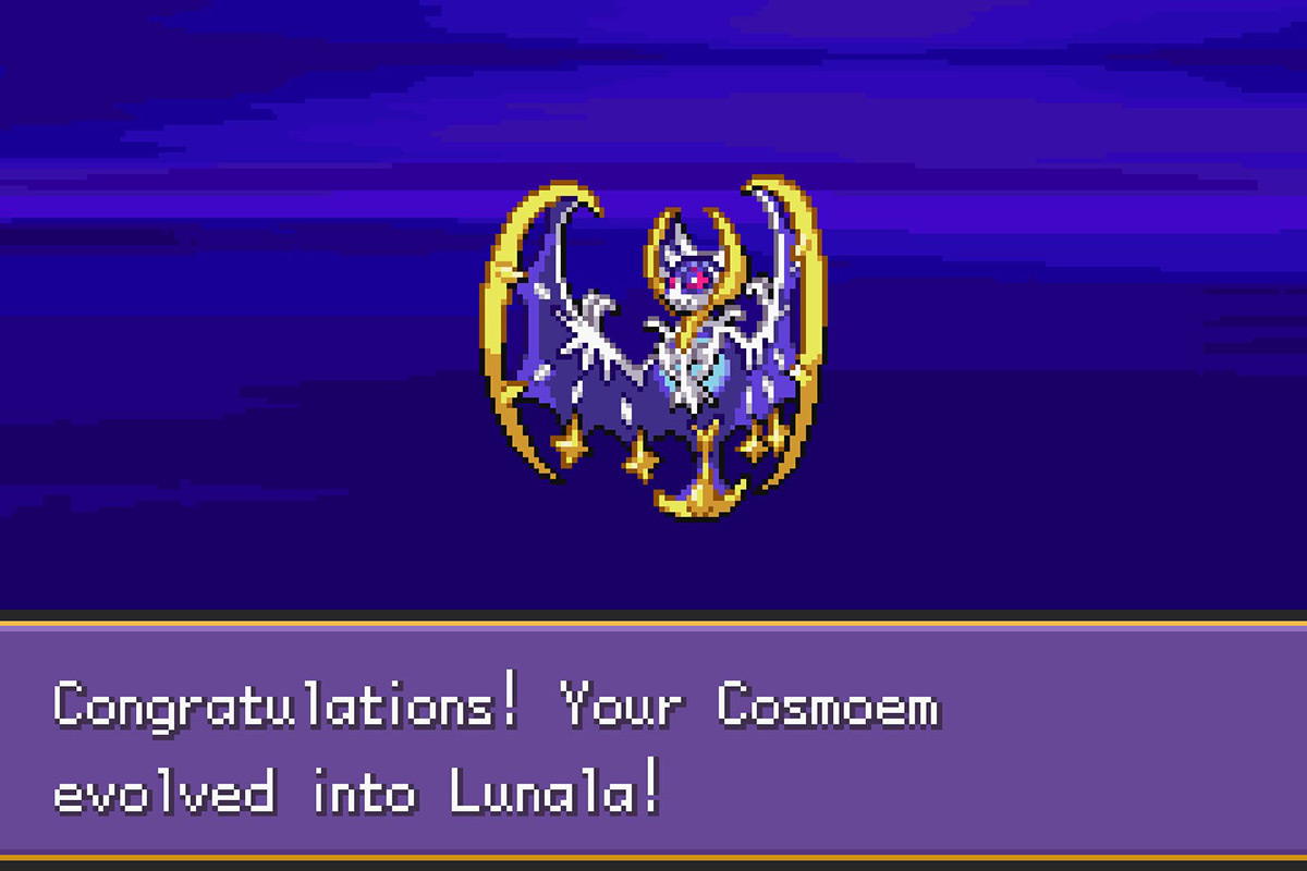 Evolving Cosmeom into Lunala / Pokémon Unbound