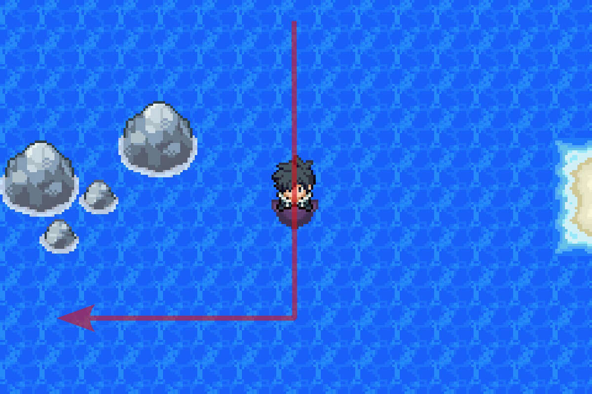 Following the path south of the rocks. / Pokémon Unbound
