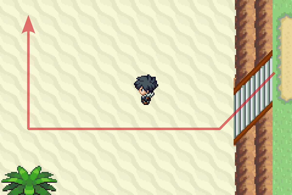Going north after reaching the Route 12 beach. / Pokémon Unbound