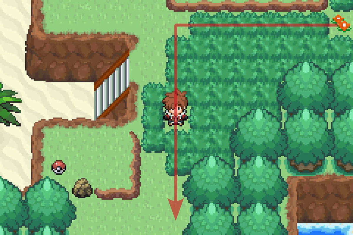 Going south before descending to the beach. / Pokémon Unbound
