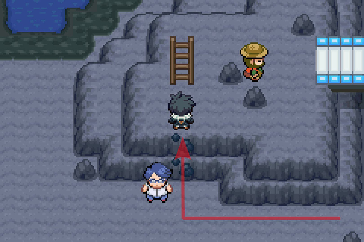 Using Rock Climb to reach the ladder. / Pokémon Unbound