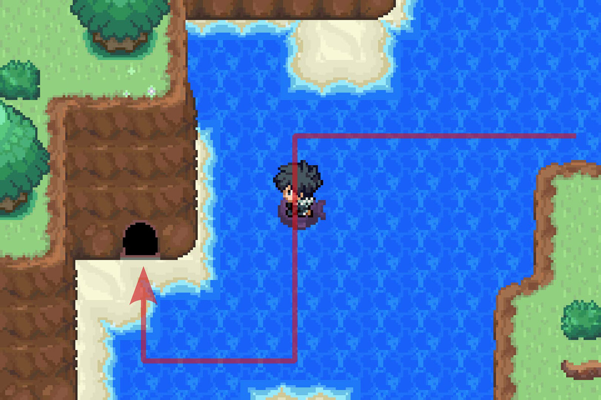 Entering the Route 17 cave. / Pokémon Unbound