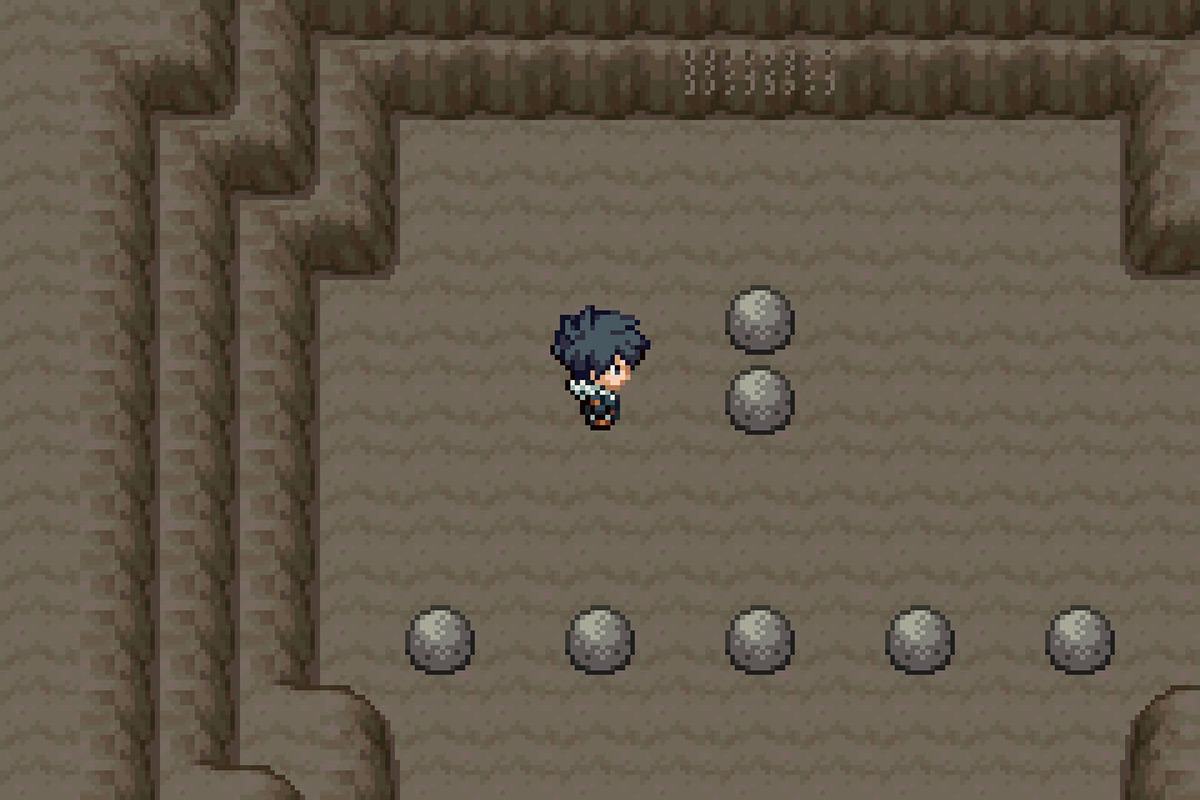 The boulder puzzle the player must solve. / Pokémon Unbound