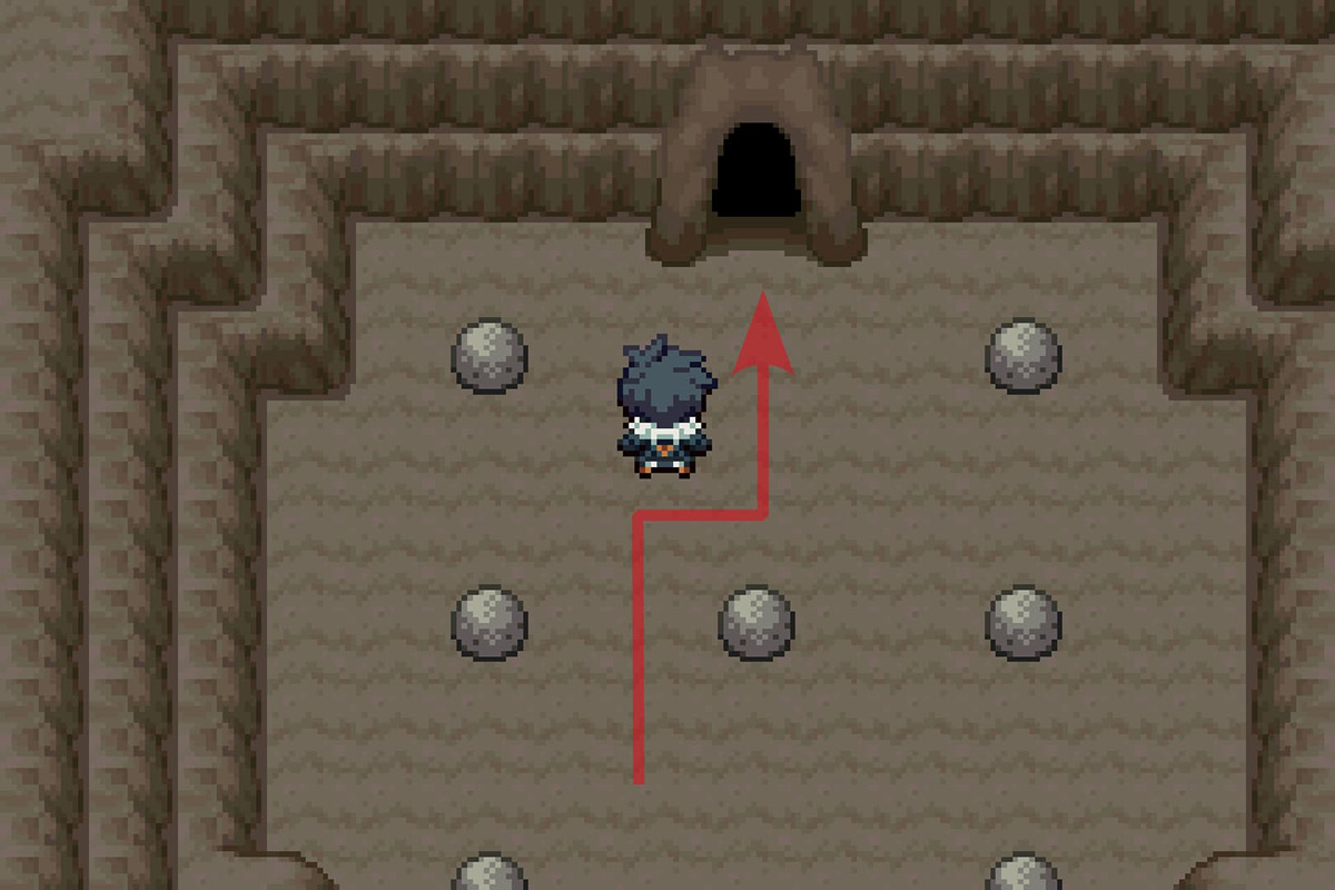 Entering the newly created path after solving the puzzle. / Pokémon Unbound
