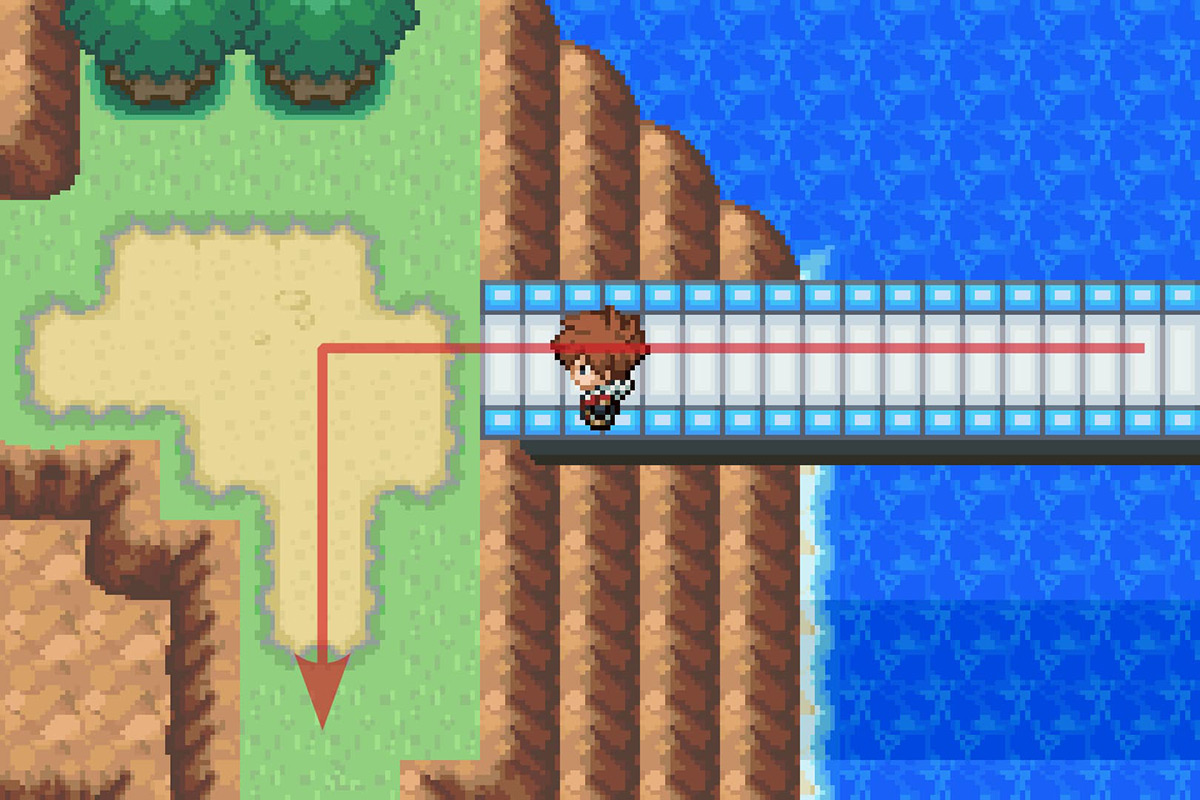 Going south after crossing the last bridge. / Pokémon Unbound