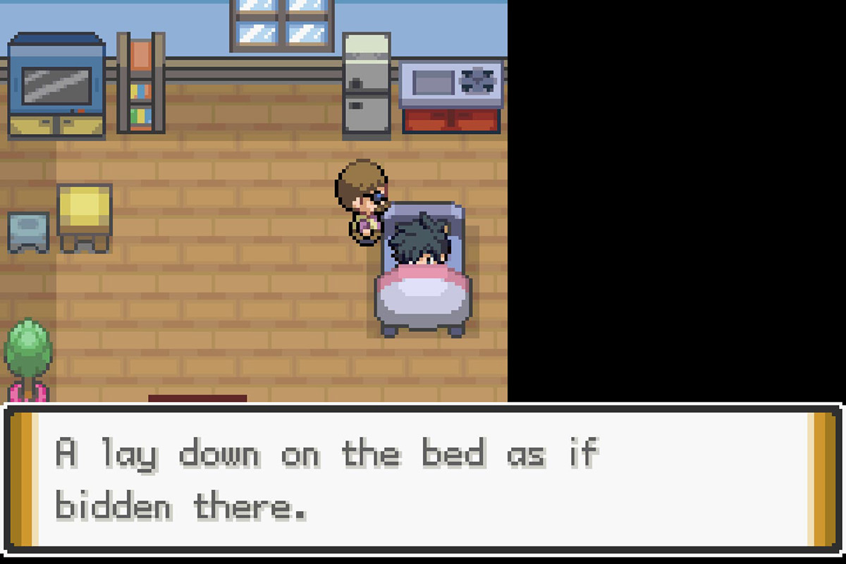 Going to sleep inside the inn. / Pokémon Unbound