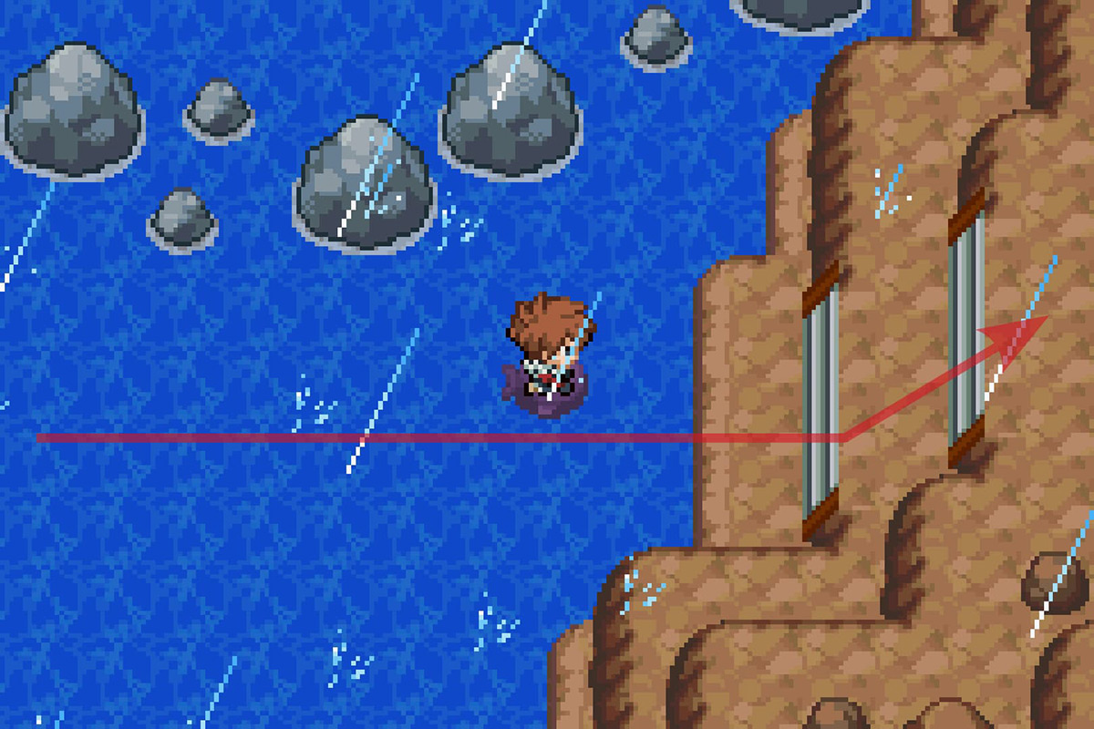 Landing on the small eastern island. / Pokémon Unbound