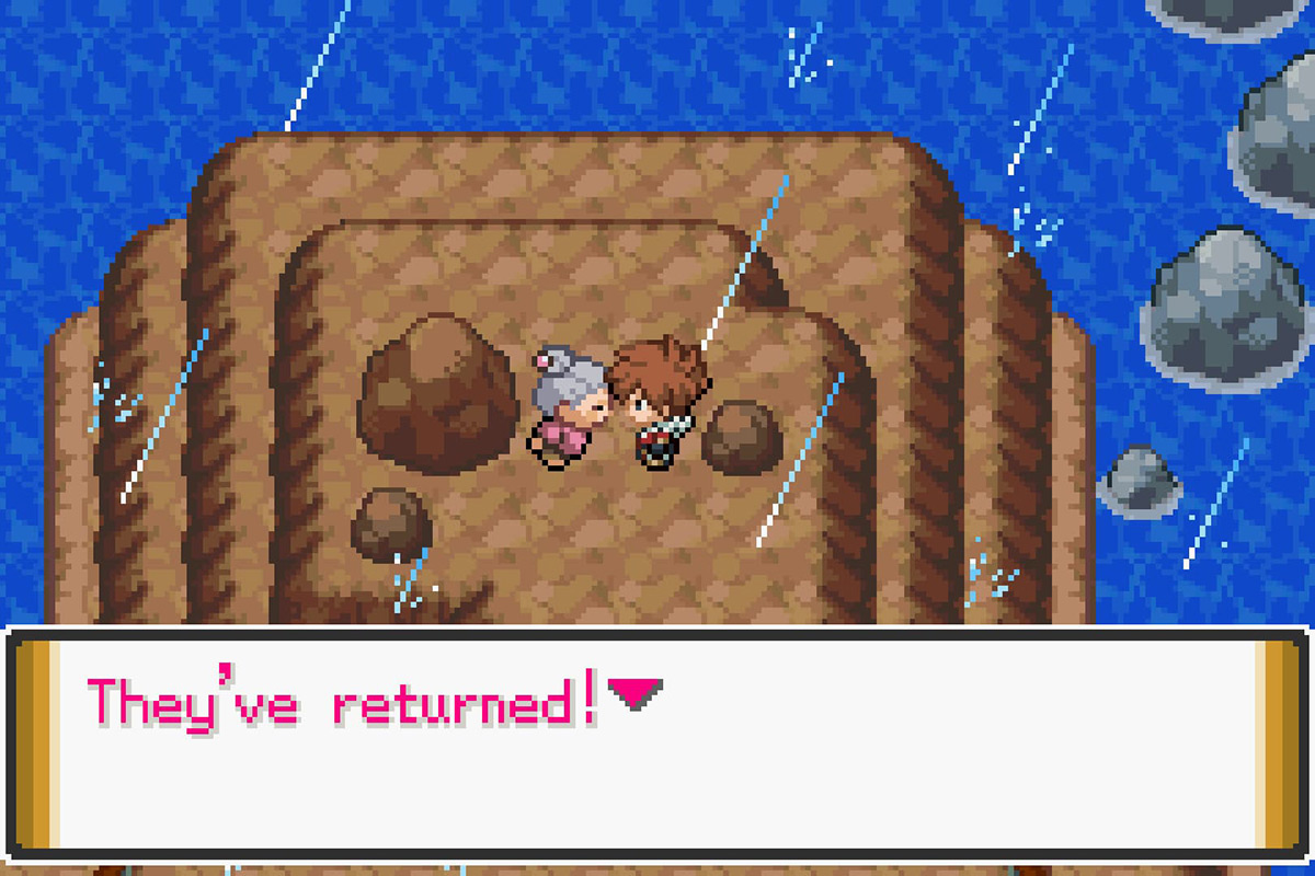 Speaking with the old lady on the island. / Pokémon Unbound