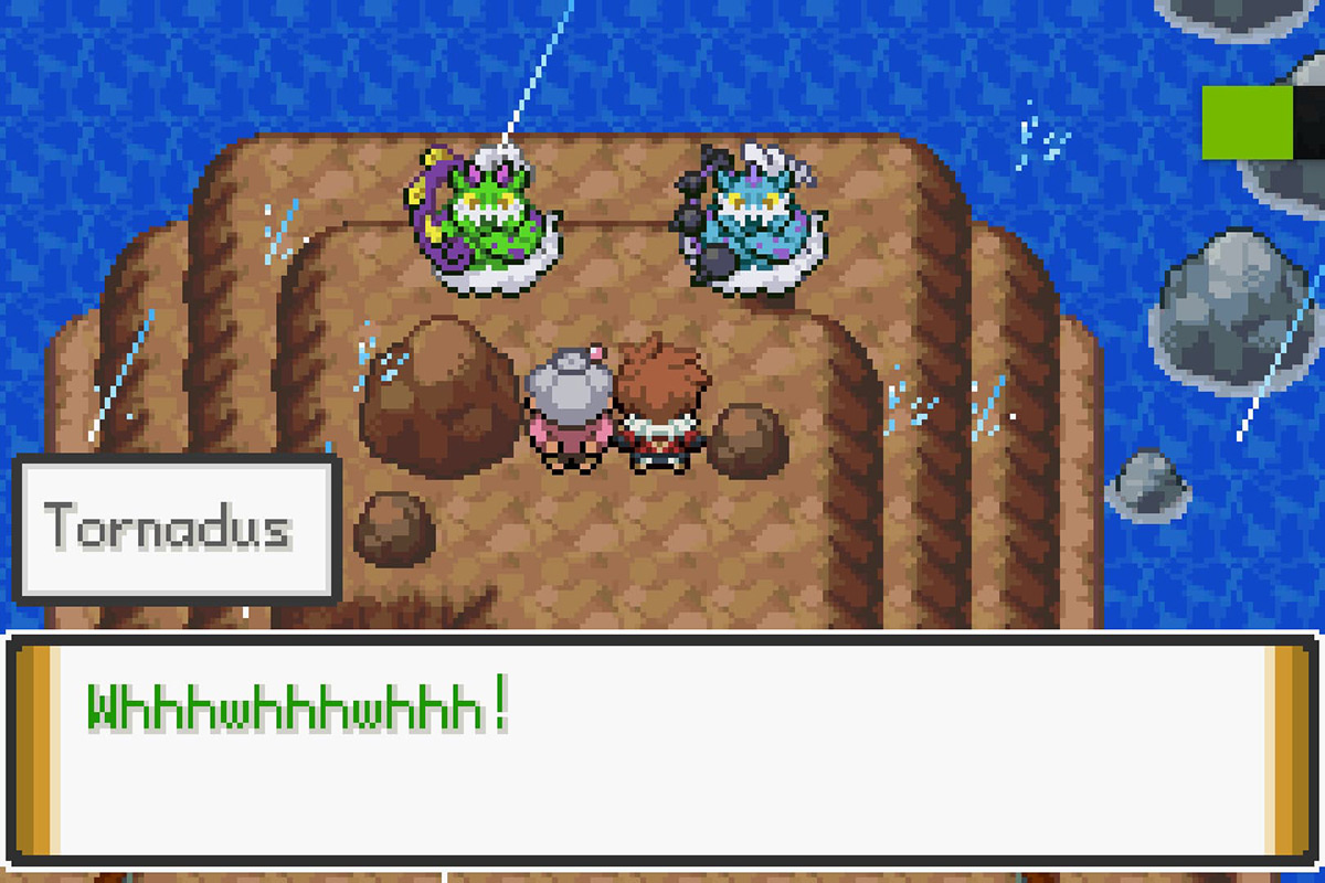 Getting challenged by Tornadus and Thundurus. / Pokémon Unbound