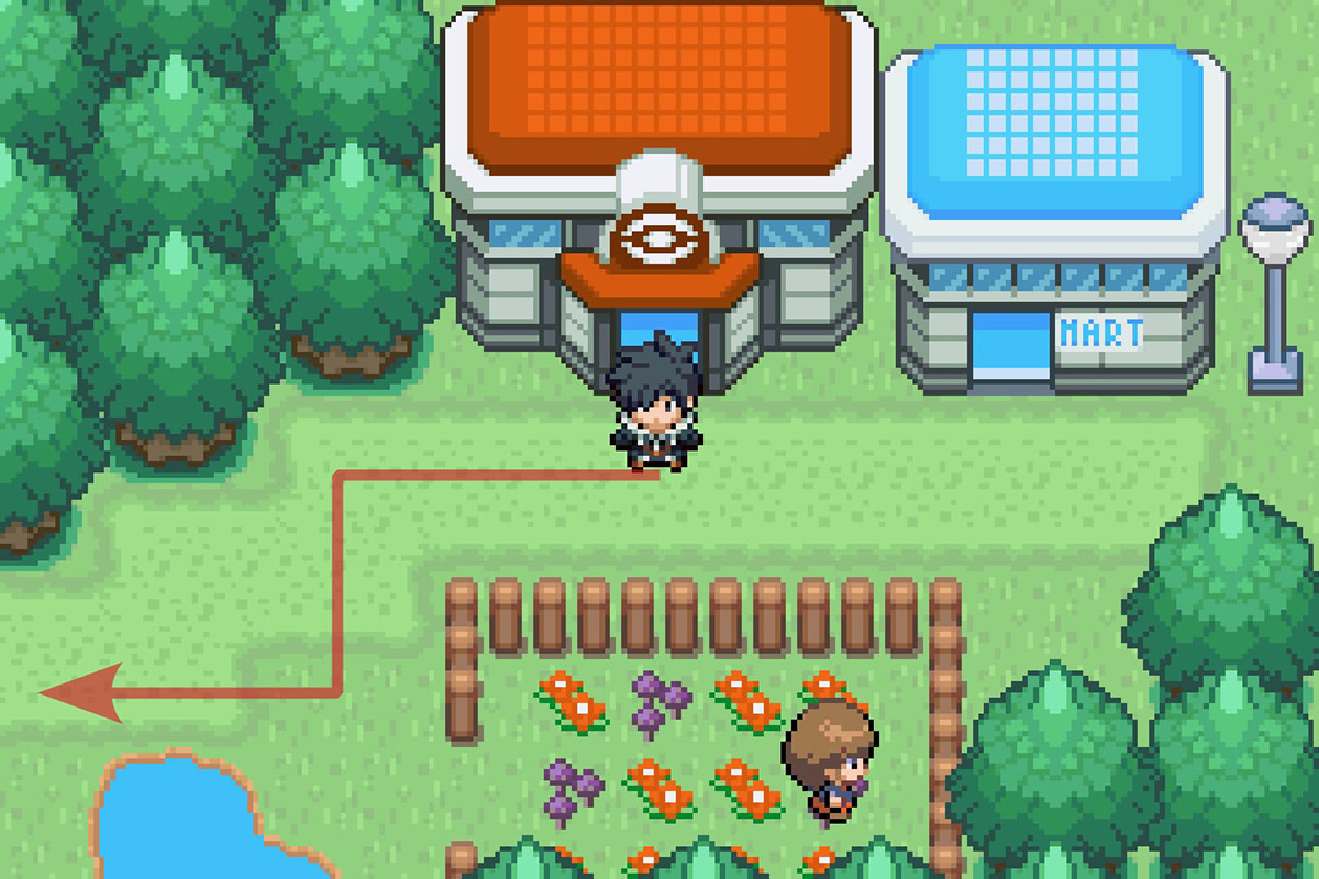 Standing outside of the Vivill Town Pokemon Center. / Pokémon Unbound