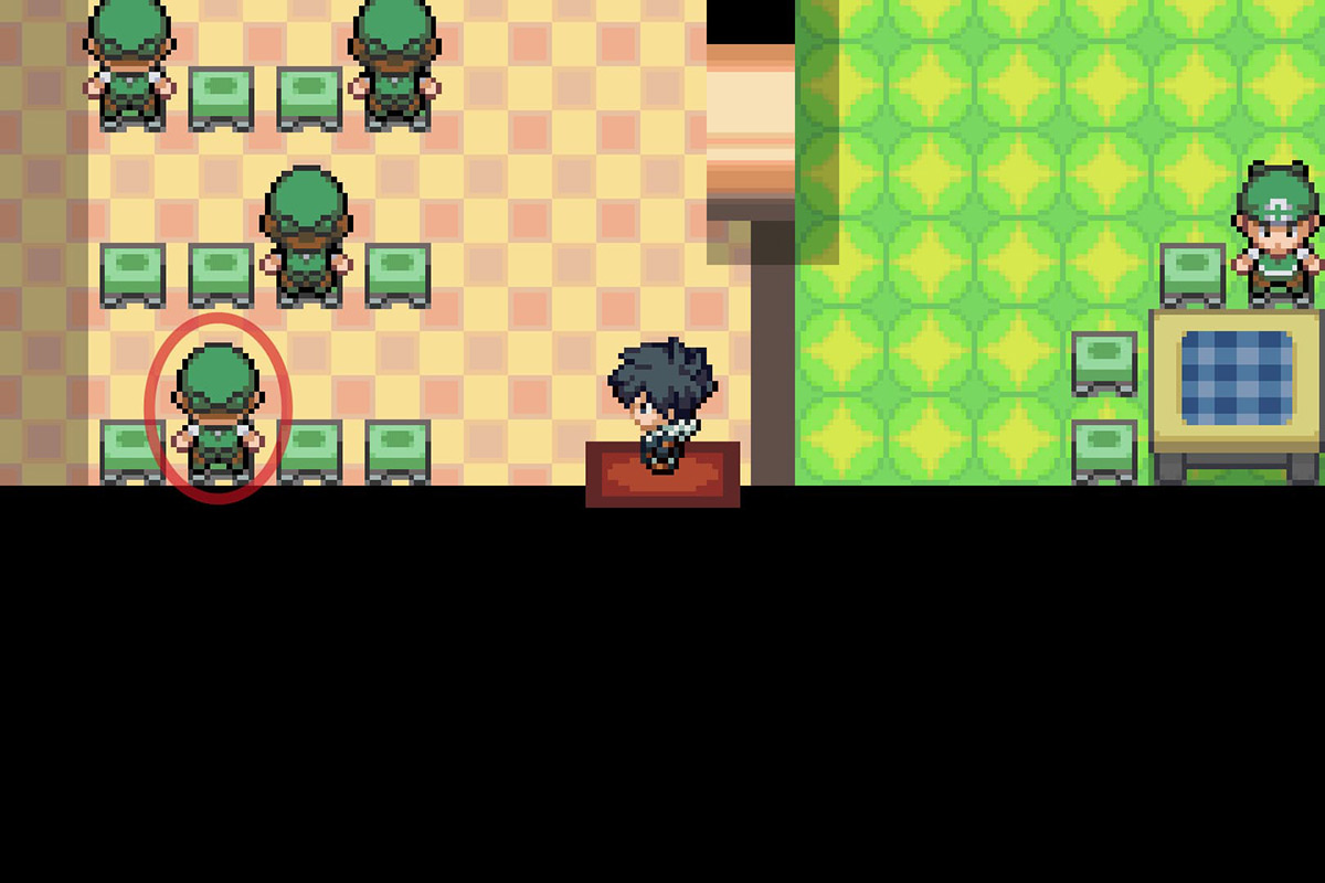 Approaching the NPC in the southwest corner. / Pokémon Unbound