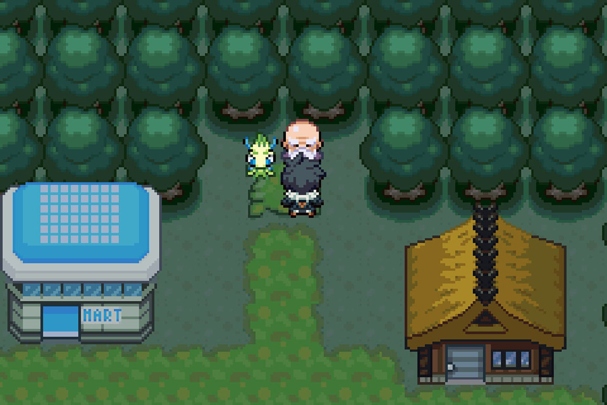 Celebi showing up to challenge the player. / Pokémon Unbound