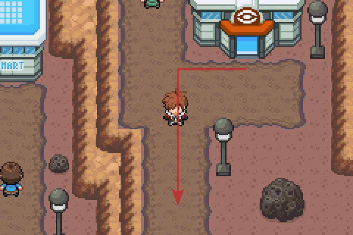 Going south from the Crater Town Pokemon Center. / Pokémon Unbound