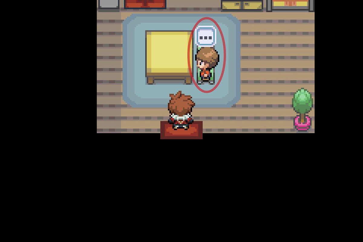 Approaching the NPC inside the house. / Pokémon Unbound