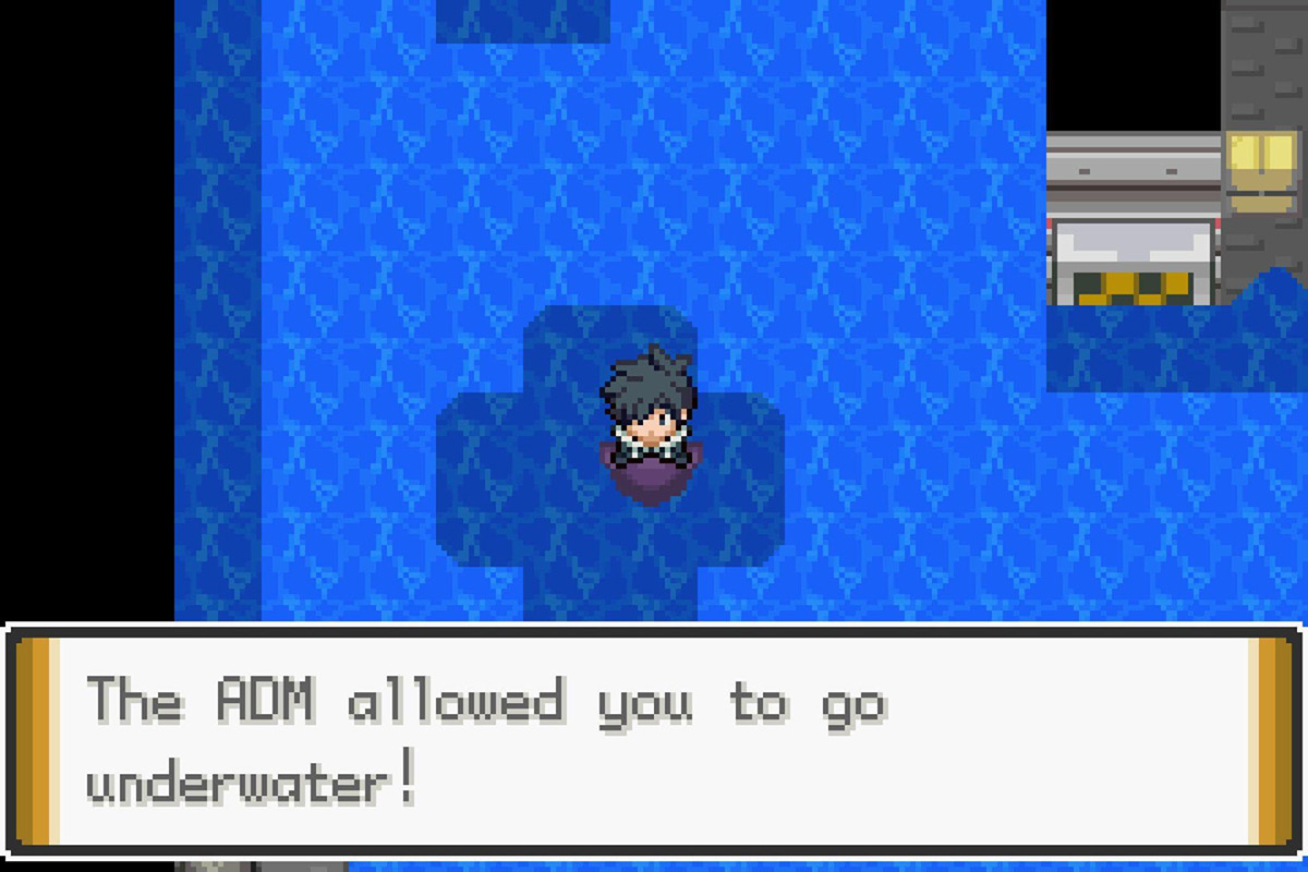 Using the ADM to dive underwater. / Pokémon Unbound