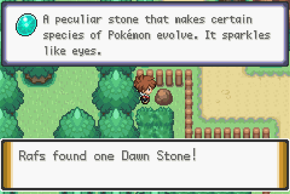 Dawn Stone hidden inside the rock / Pokémon Unbound