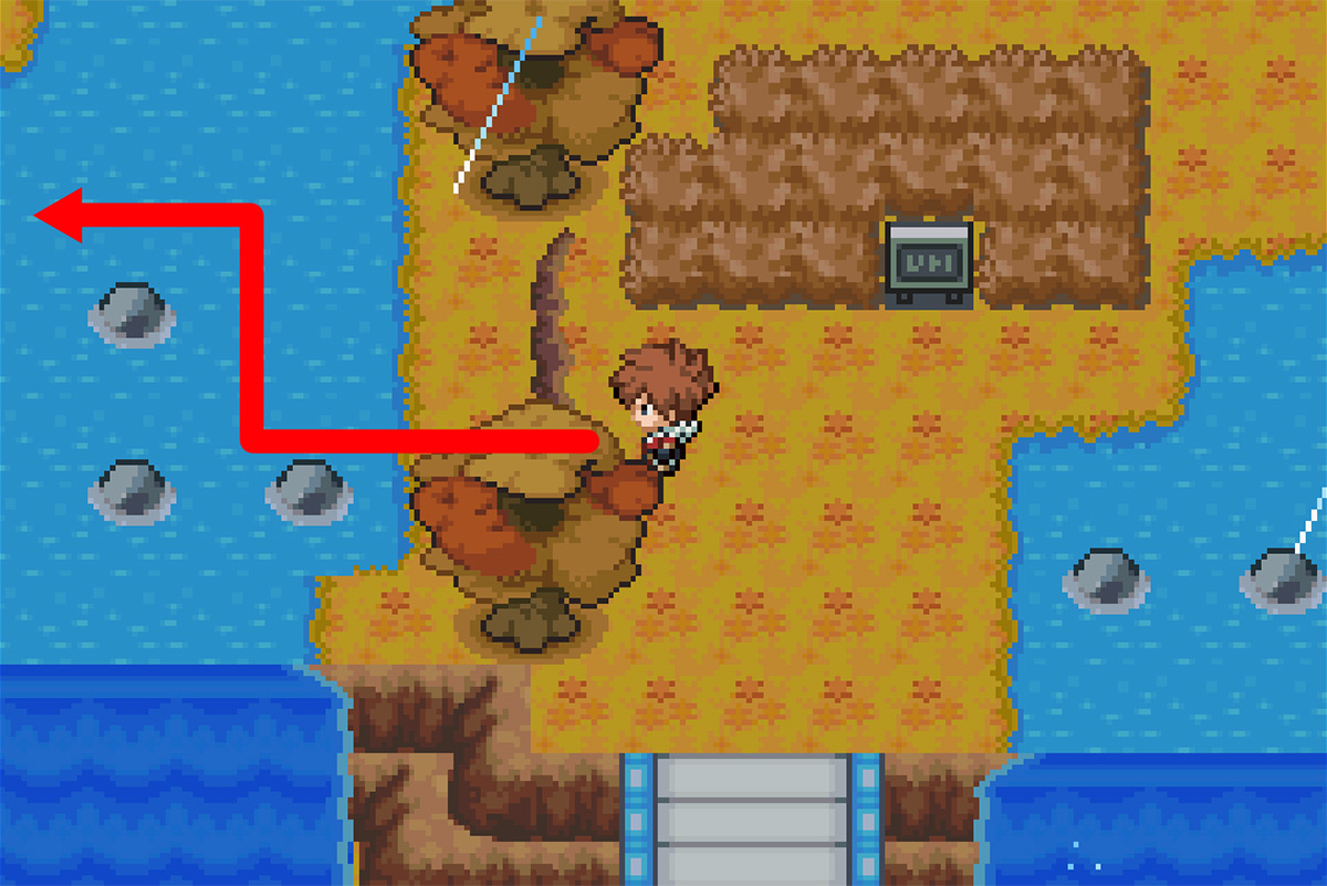 Path to ledge and second set of skipping rocks / Pokémon Unbound