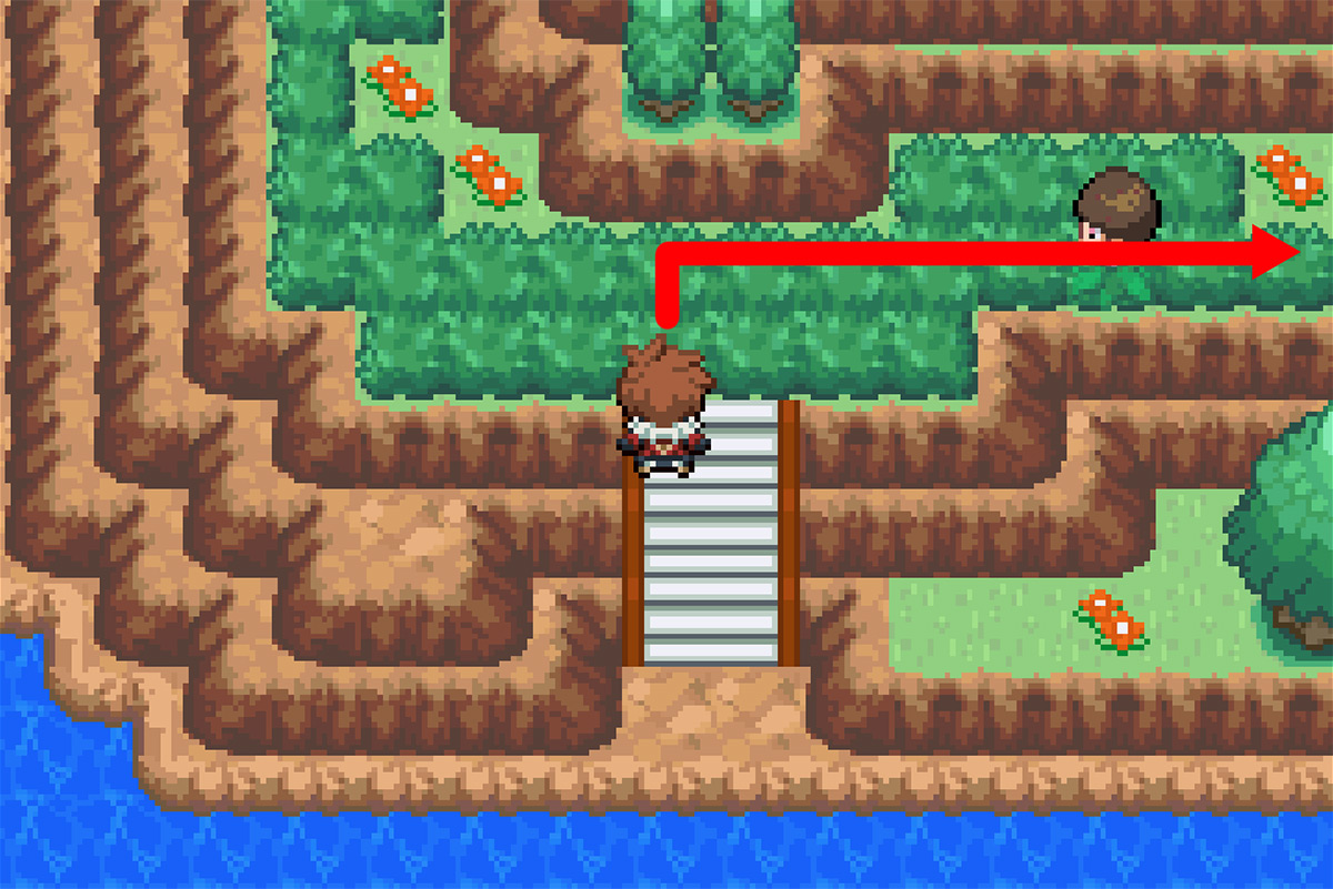 Path to stairs in the western end / Pokémon Unbound