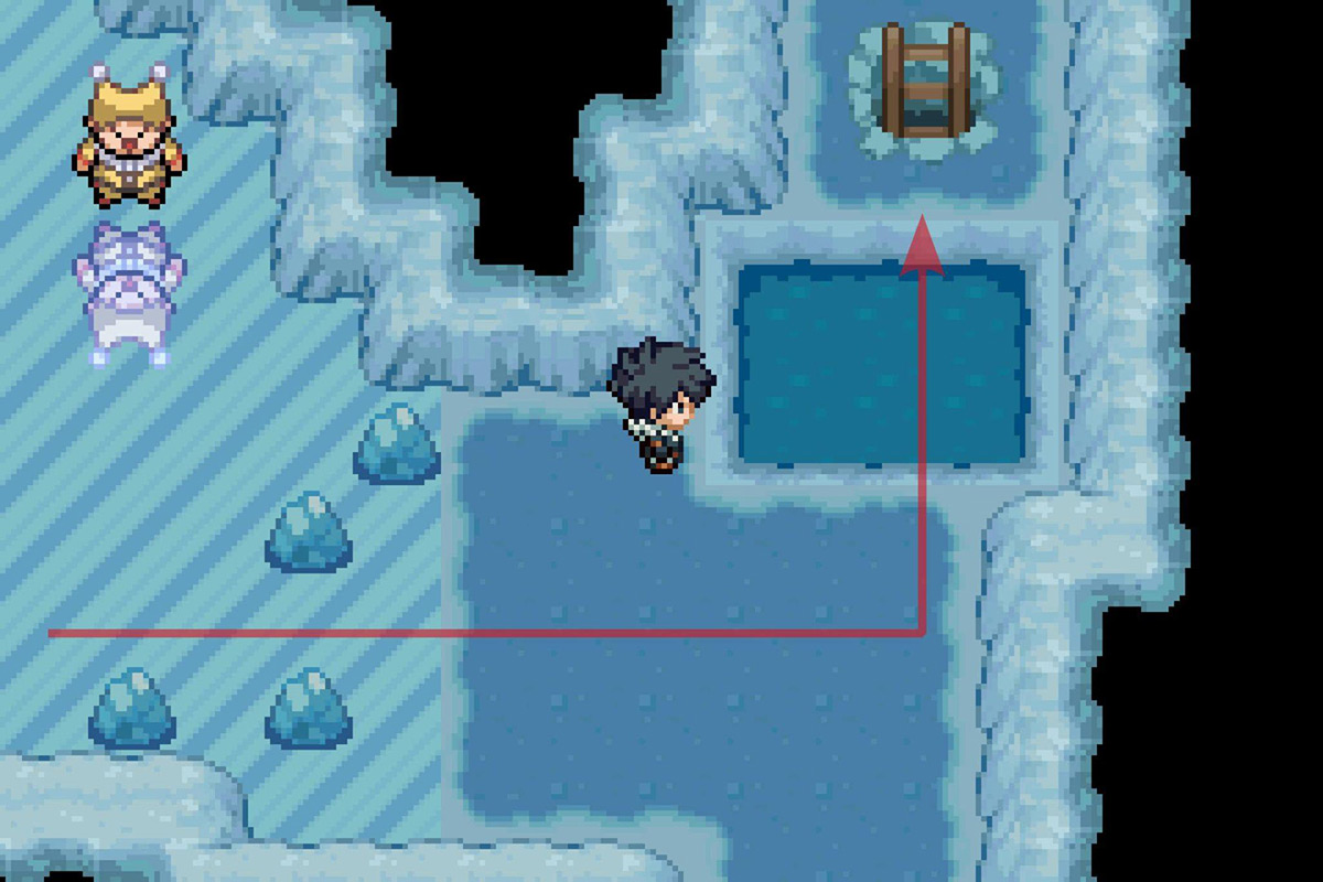 Descending from the ladder. / Pokémon Unbound
