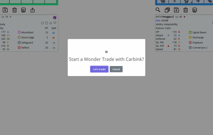 Putting Carbink up for Wonder Trade. / Pokémon Unbound