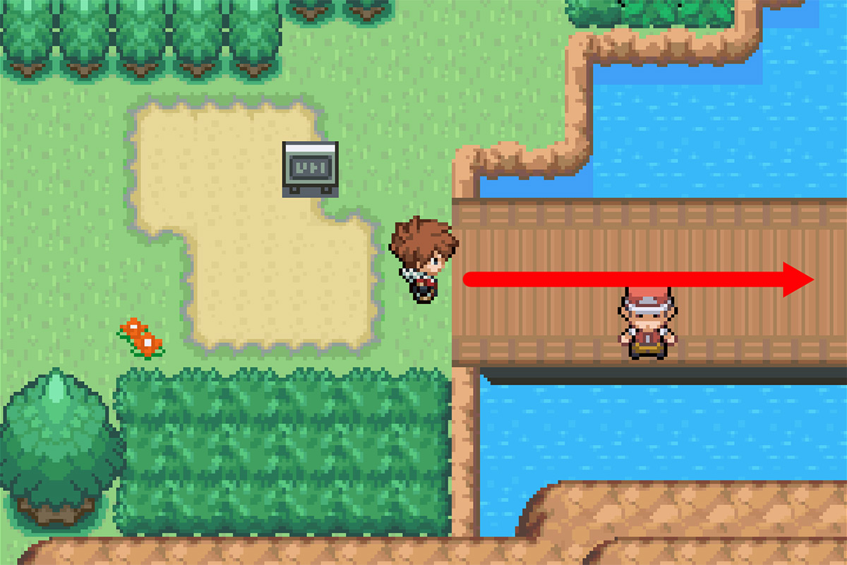 Moving across the Route 11 bridge / Pokémon Unbound
