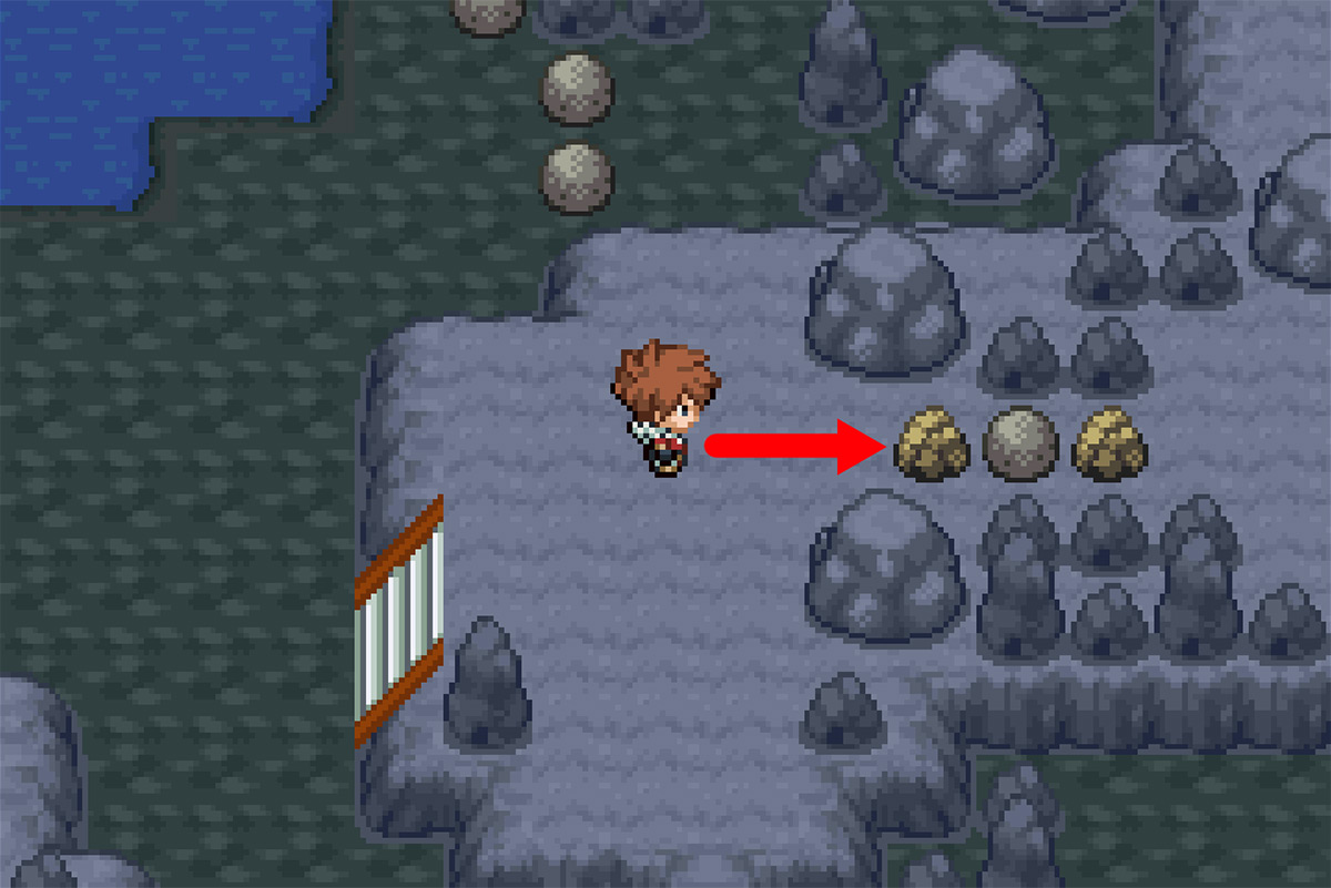 Using Rock Smash to break the first rock / Pokémon Unbound