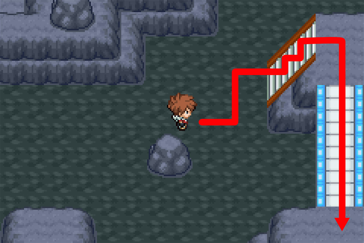 Crossing the bridge in the eastern side of 2F / Pokémon Unbound