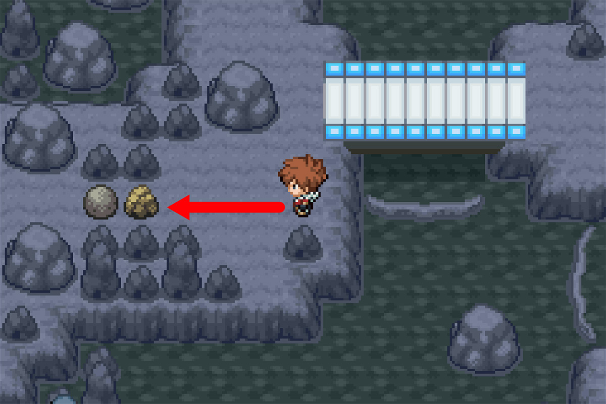 Using Rock Smash to break the second rock / Pokémon Unbound