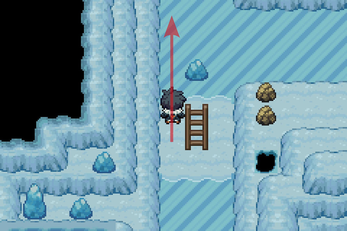 Sliding onto the slippery ice. / Pokémon Unbound