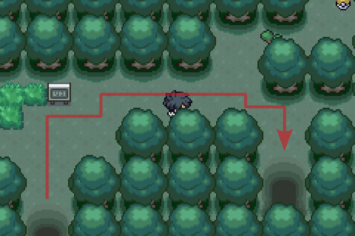 Going through the east passageway. / Pokémon Unbound