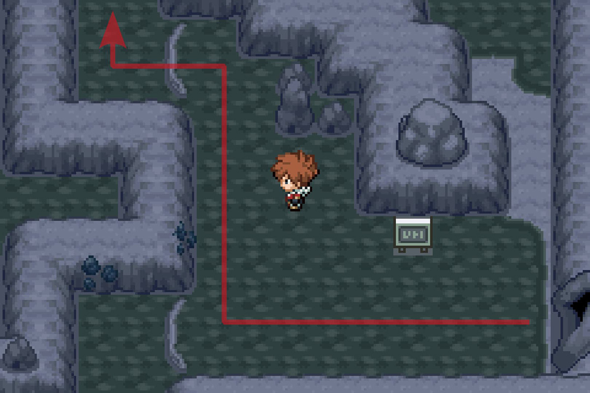 Jumping off the ledge to the north. / Pokémon Unbound