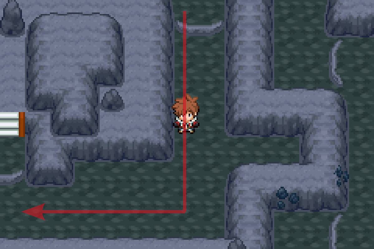 Jumping down the south ledge and following the path. / Pokémon Unbound