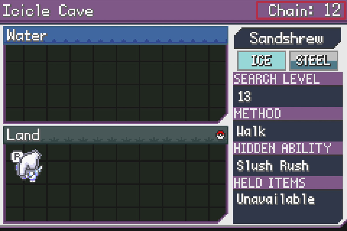 Having a chain of 12. / Pokémon Unbound