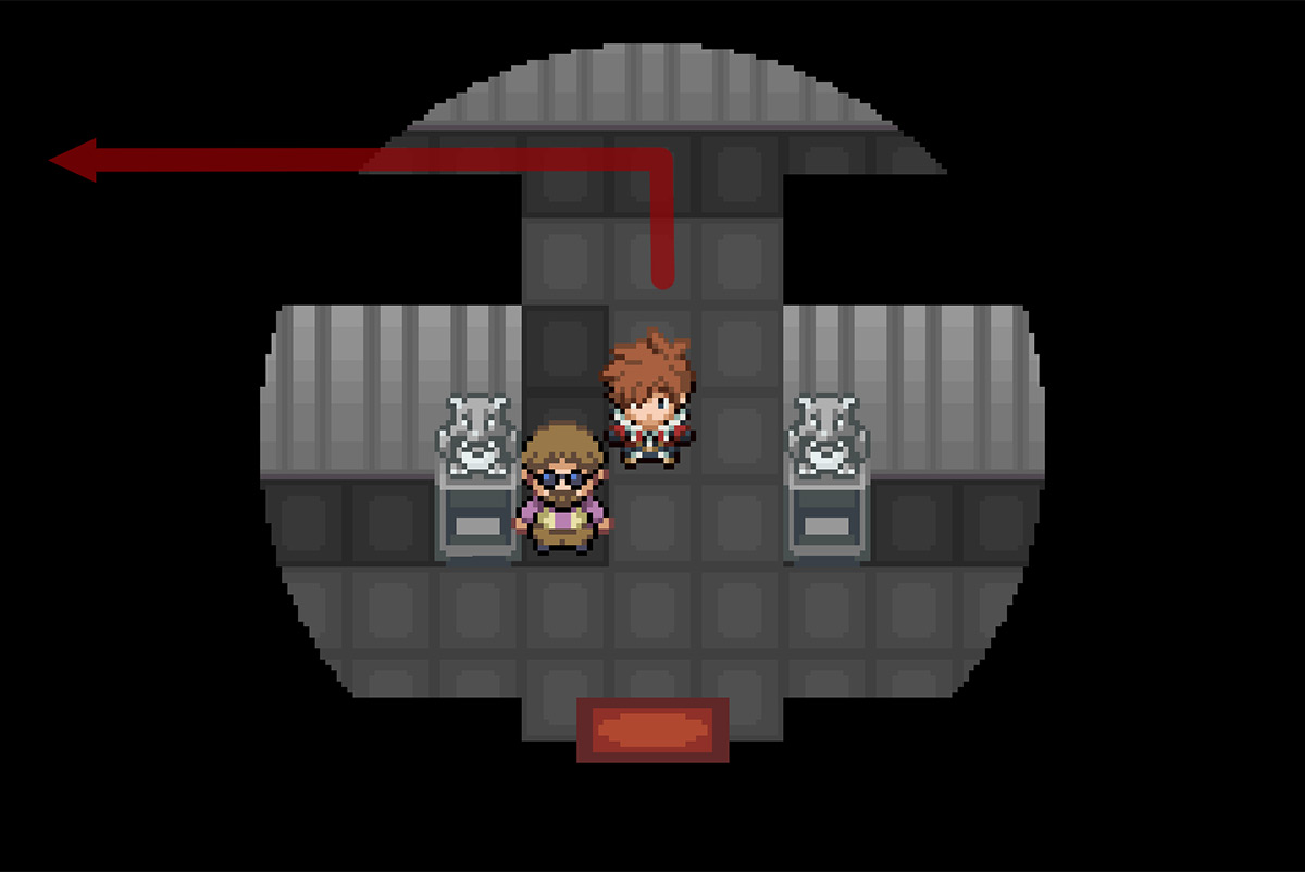Heading towards the first patrolling Trainer / Pokémon Unbound
