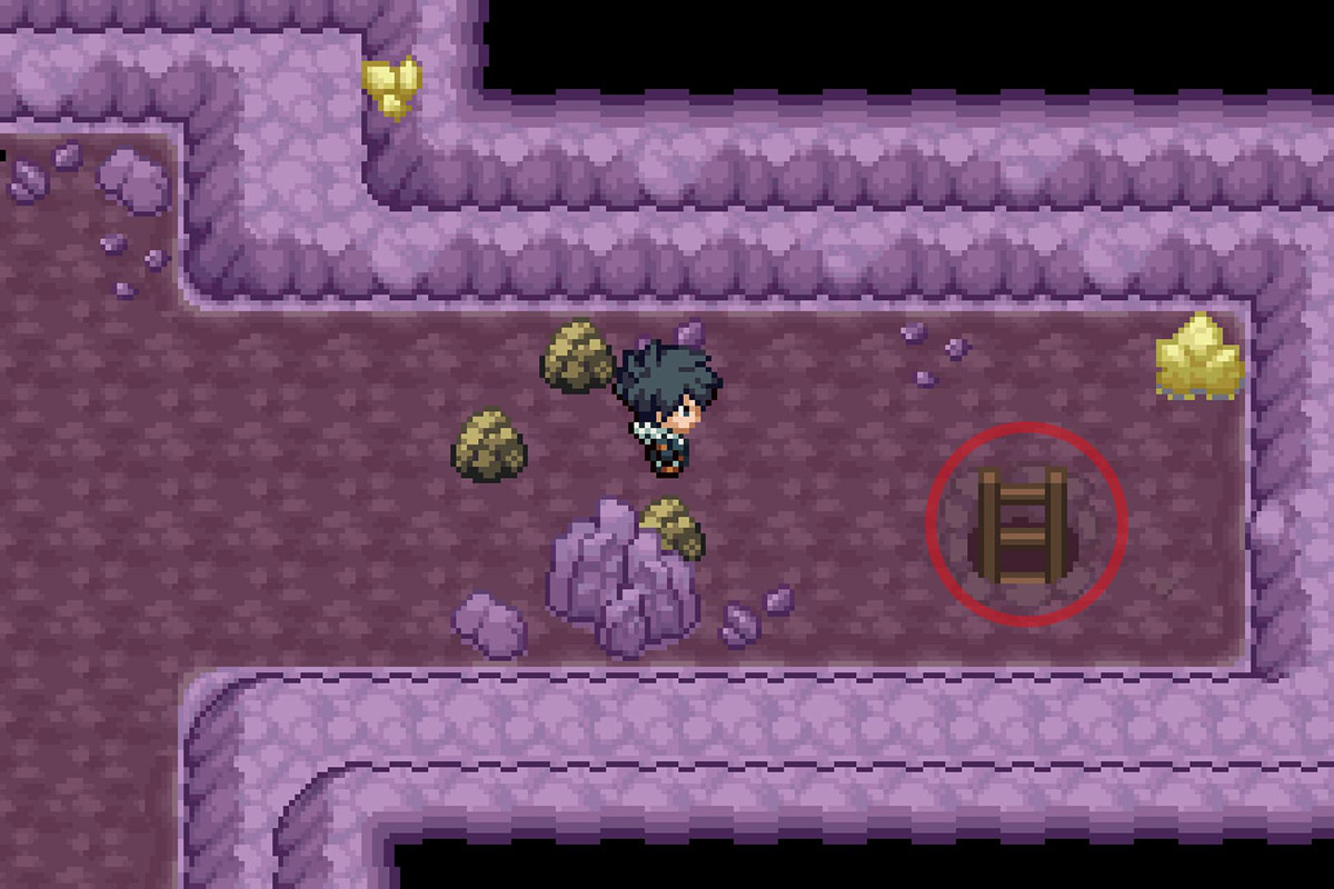 Descending using the ladder. / Pokémon Unbound