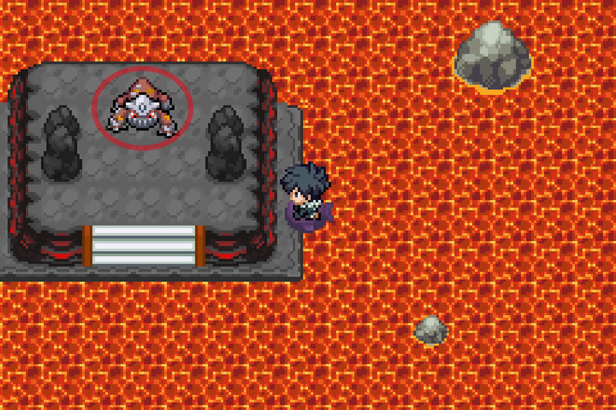 Finding Heatran in Cinder Volcano. / Pokémon Unbound