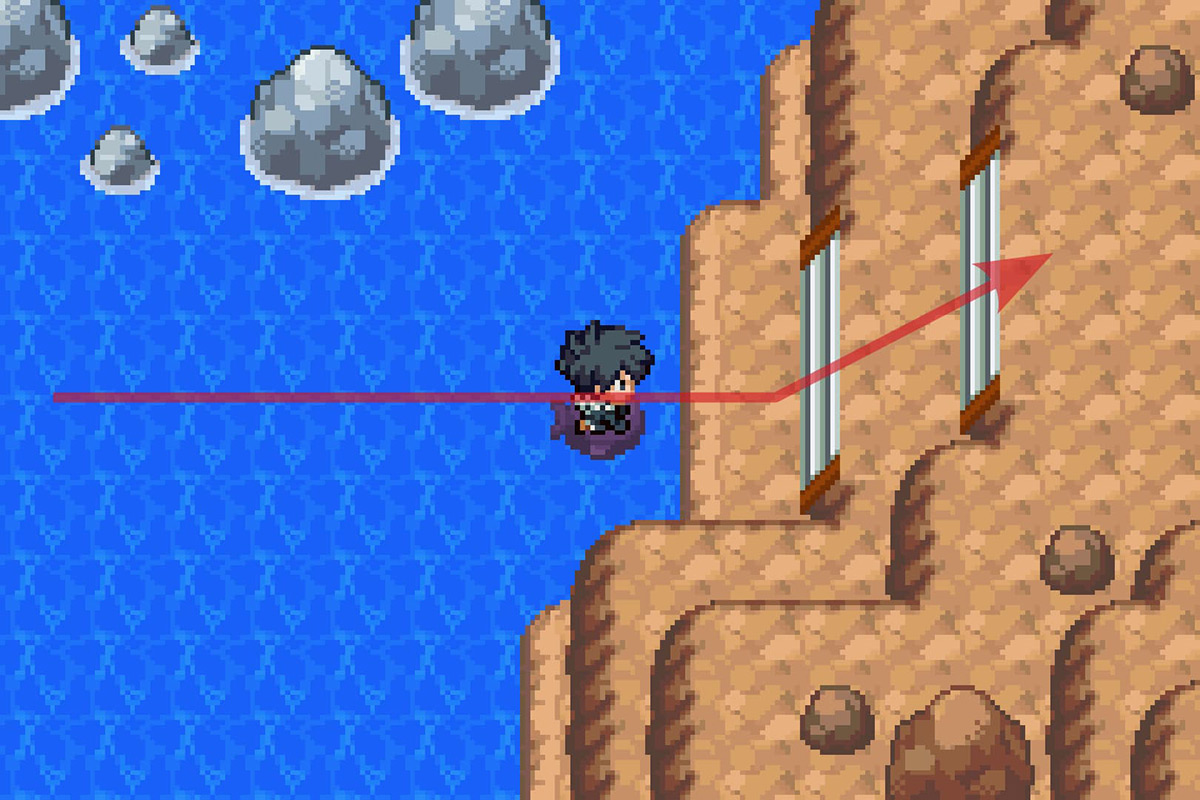 Landing on the small eastern island. / Pokémon Unbound