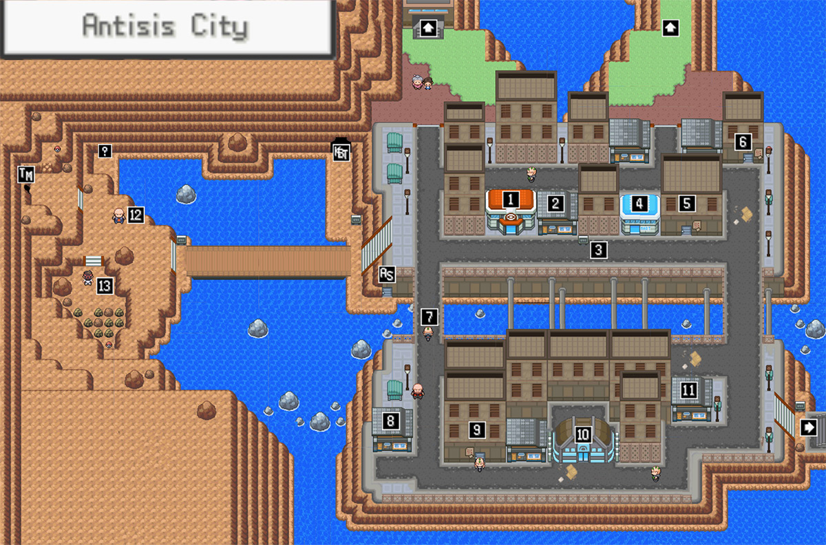 Antisis City map / Pokémon Unbound