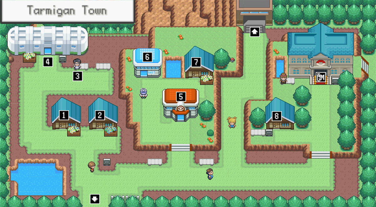 Tarmigan Town map / Pokémon Unbound