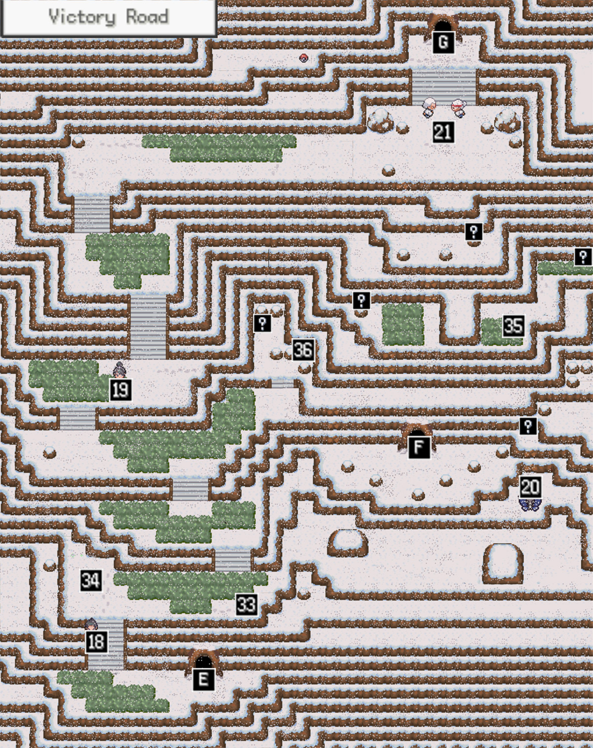 Victory Road 3F Snowy Ascent map
